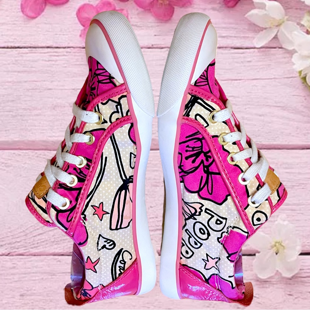 Coach Poppy Barrett Pink Spring Low Top Patent Sneakers Shoes Size 9 - Picture 4 of 13
